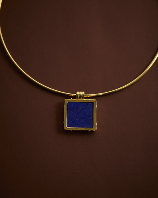 Choker Egito Lápis Lazúli prata