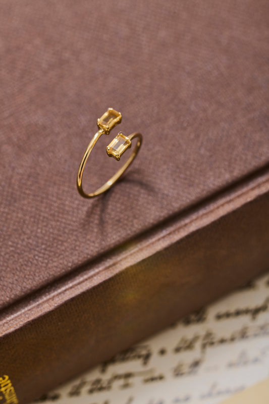 Anel citrino duplo - Pronta entrega -