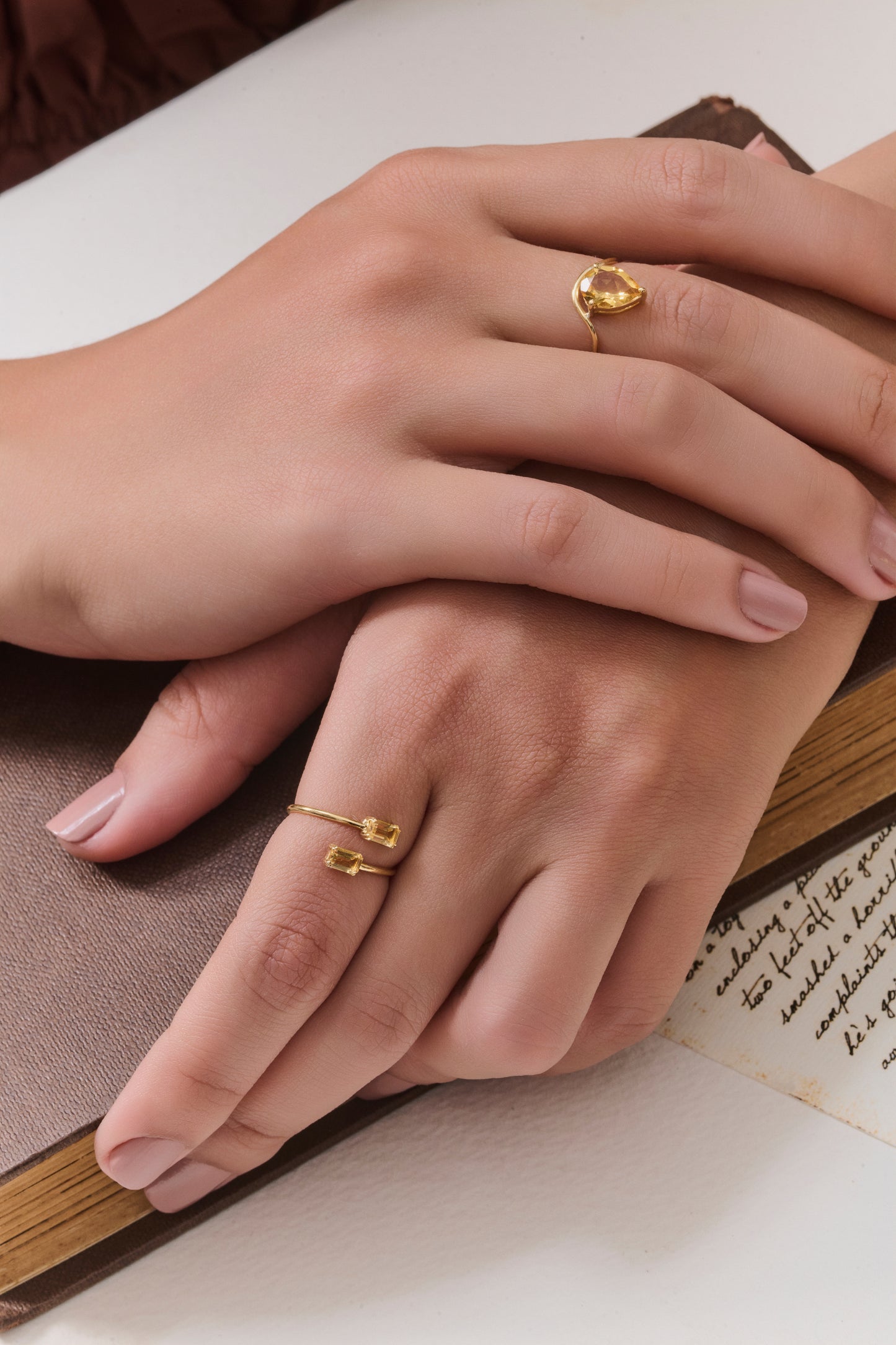 Anel citrino duplo - Pronta entrega -