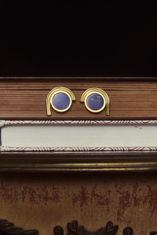 Brinco Egito Lápis Lazúli prata