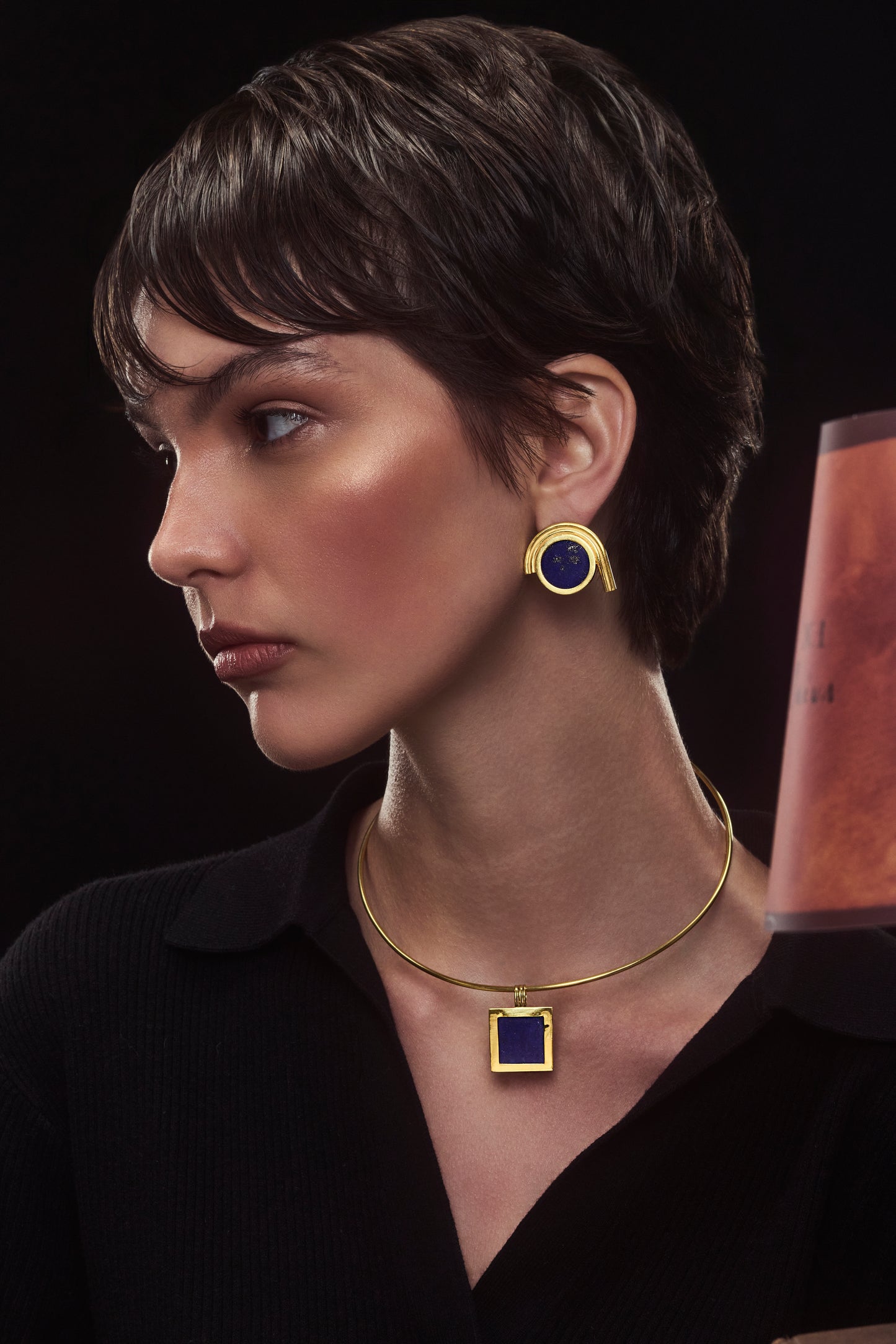 Choker Egito Lápis Lazúli prata