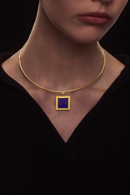 Choker Egito Lápis Lazúli prata