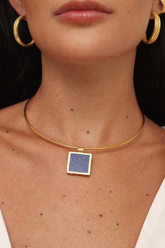 Choker Egito Lápis Lazúli prata