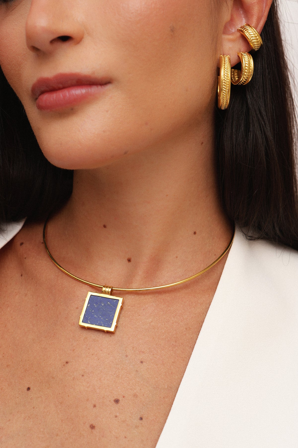 Choker Egito Lápis Lazúli prata