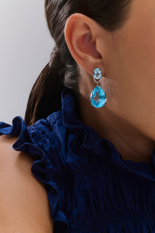 Brincos lock Topázio sky