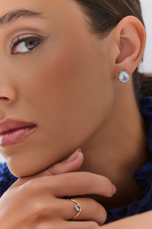 Anel Topázio sky gota P - Pronta entrega -