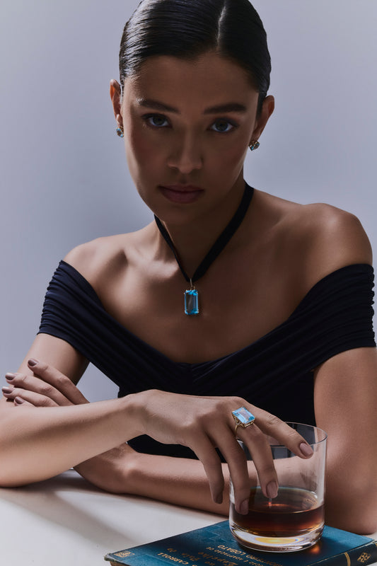 Anel topázio sky lock G