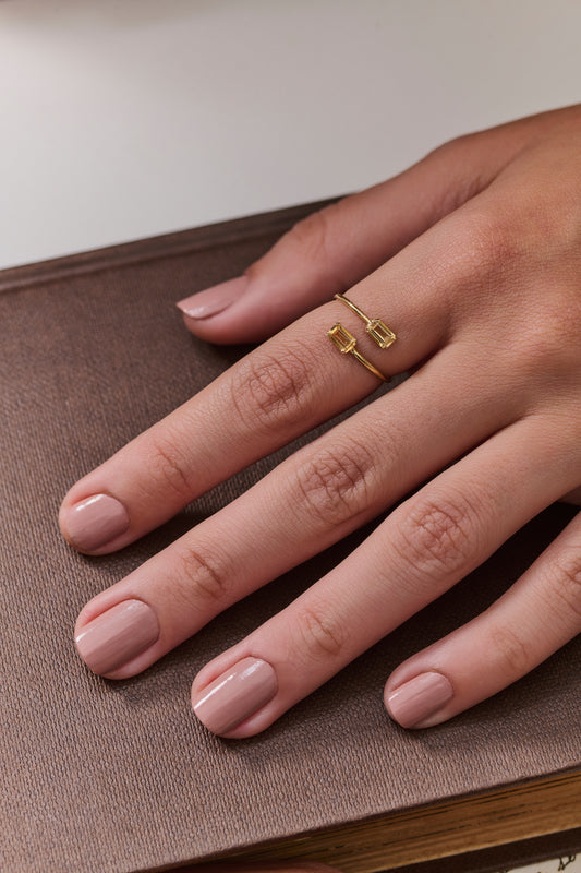 Anel citrino duplo - Pronta entrega -