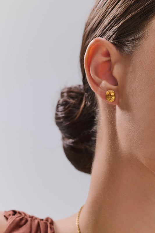 Brincos citrino oval