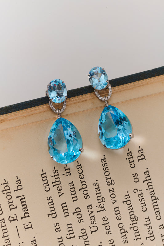 Brincos lock Topázio sky